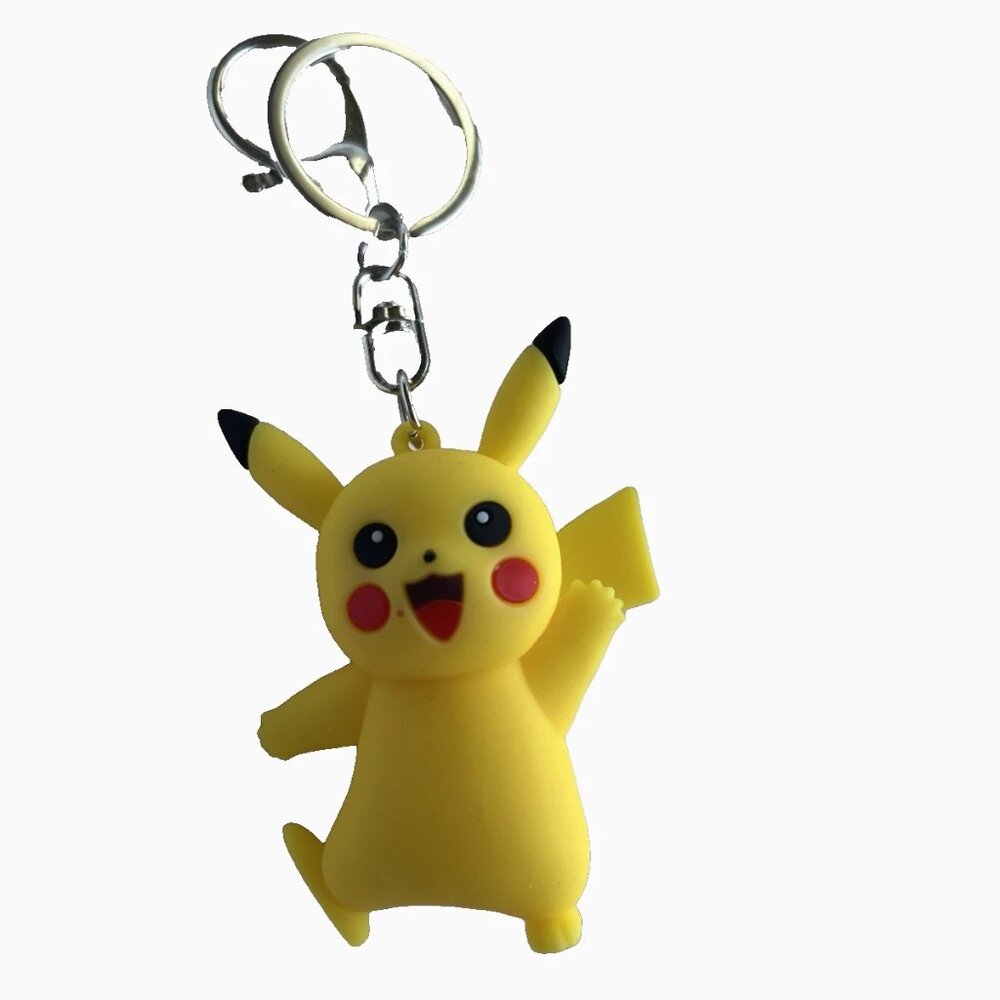 Pokemon Pikachu Character Silicone Charm Keychain Keyring - BNWOT